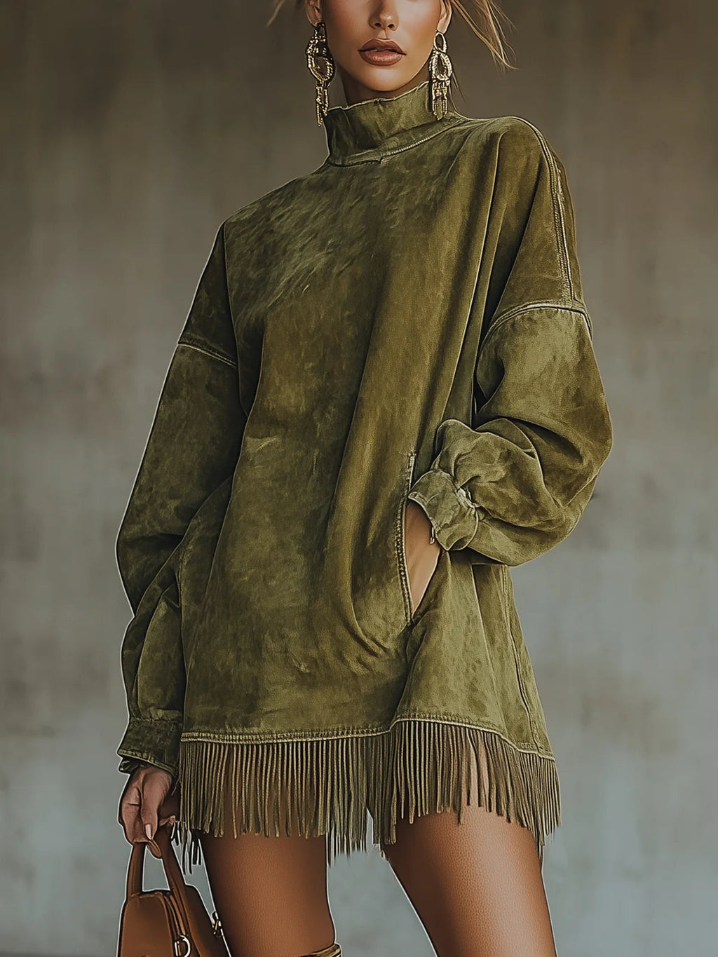 Gabriel | vestido con cuello alto y flecos