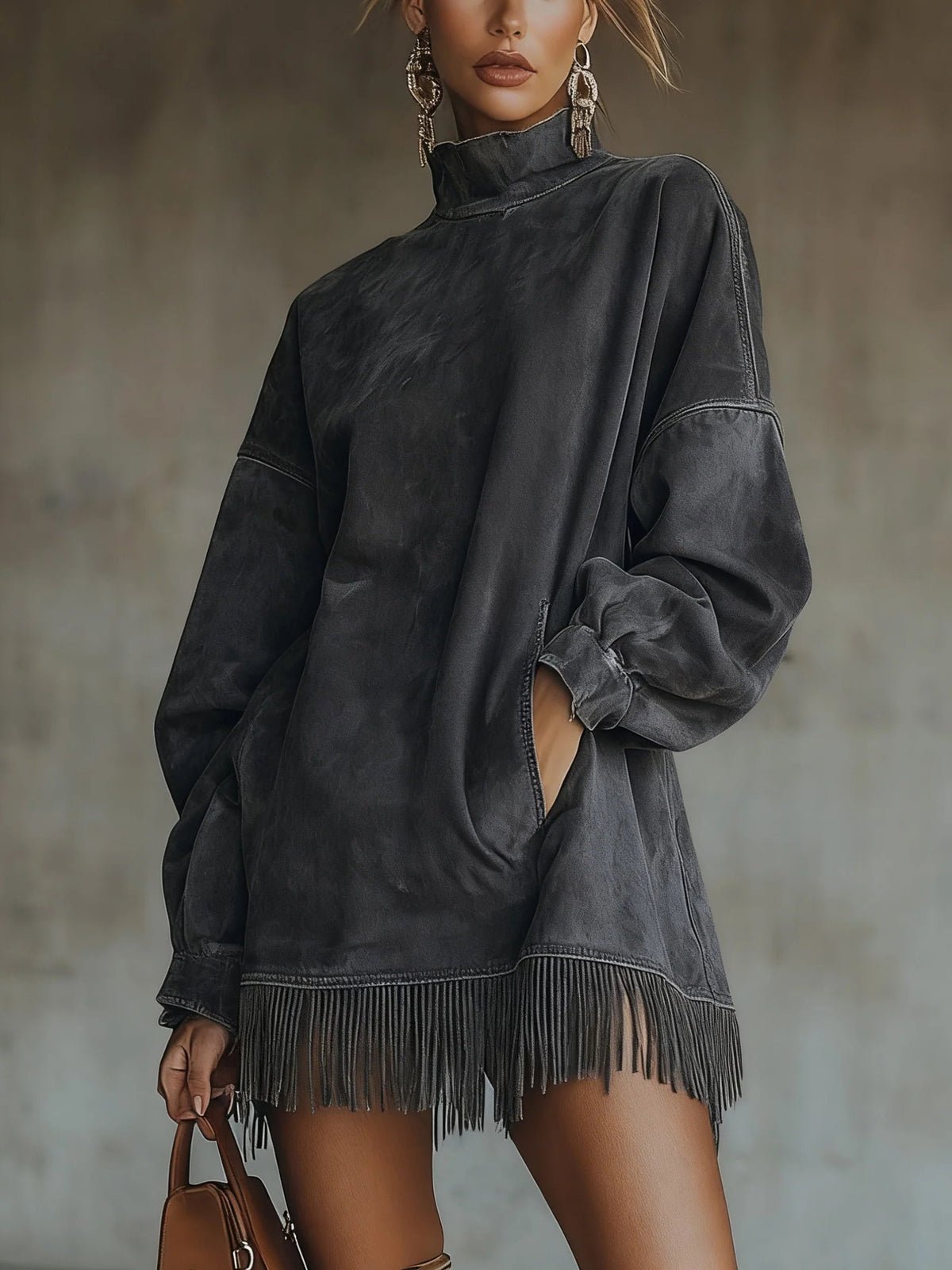 Gabriel | vestido con cuello alto y flecos