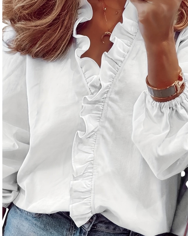 Angeline | Blusa con Cuello en V Fruncido