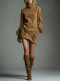 Bibiana | Minivestido oversize de ante con cuello alto