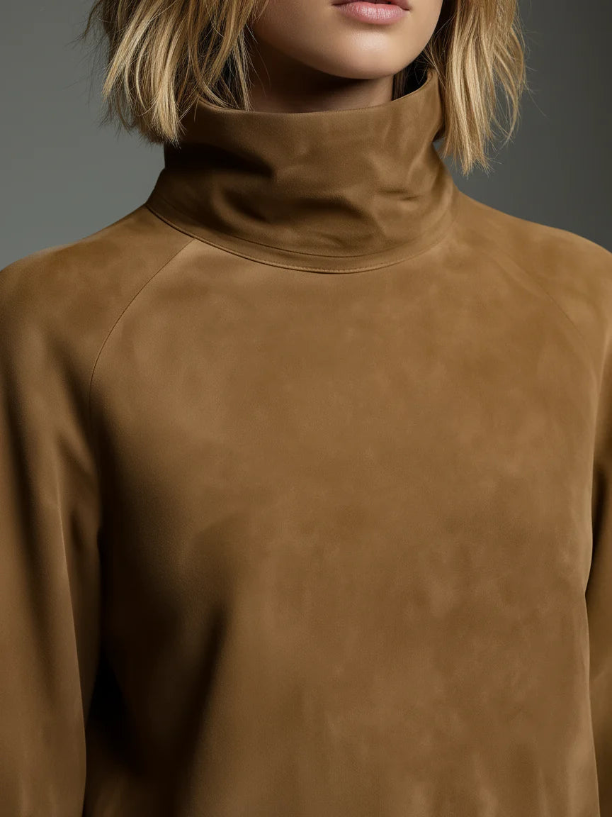 Bibiana | Minivestido oversize de ante con cuello alto
