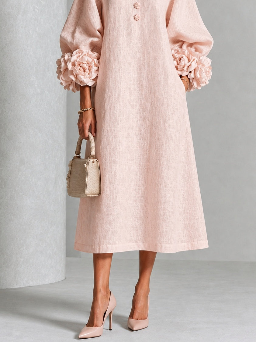 Maria - Vestido Theodosia con puños de rosetas y botones