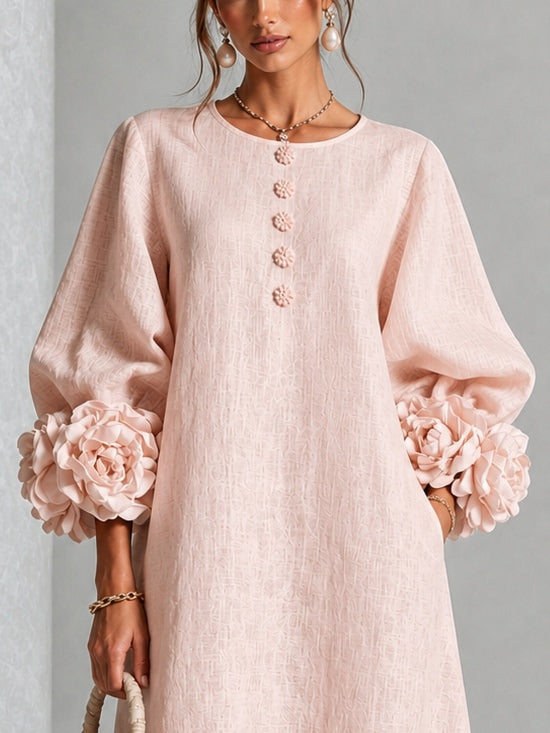 Maria - Vestido Theodosia con puños de rosetas y botones
