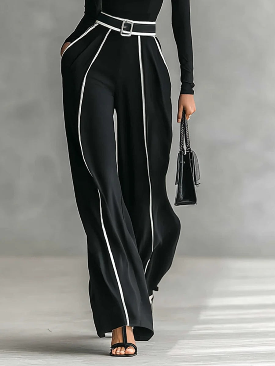 Emma | Conjunto elegante con cuello alto y pantalones anchos