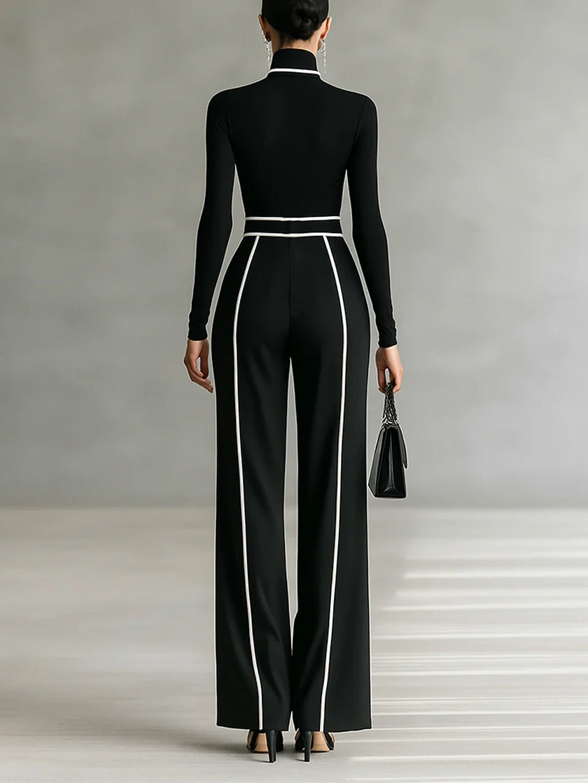Emma | Conjunto elegante con cuello alto y pantalones anchos
