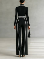 Emma | Conjunto elegante con cuello alto y pantalones anchos