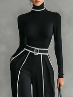 Emma | Conjunto elegante con cuello alto y pantalones anchos