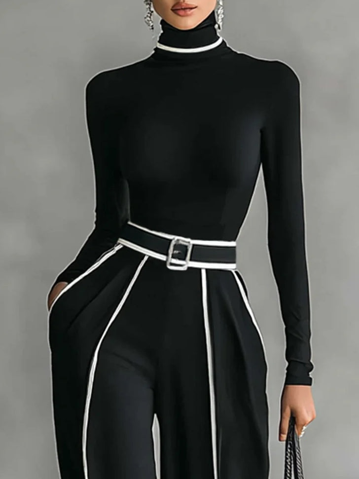 Emma | Conjunto elegante con cuello alto y pantalones anchos