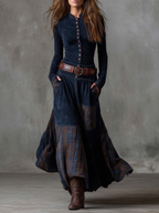 Élise | Vestido largo de ante con cinturón
