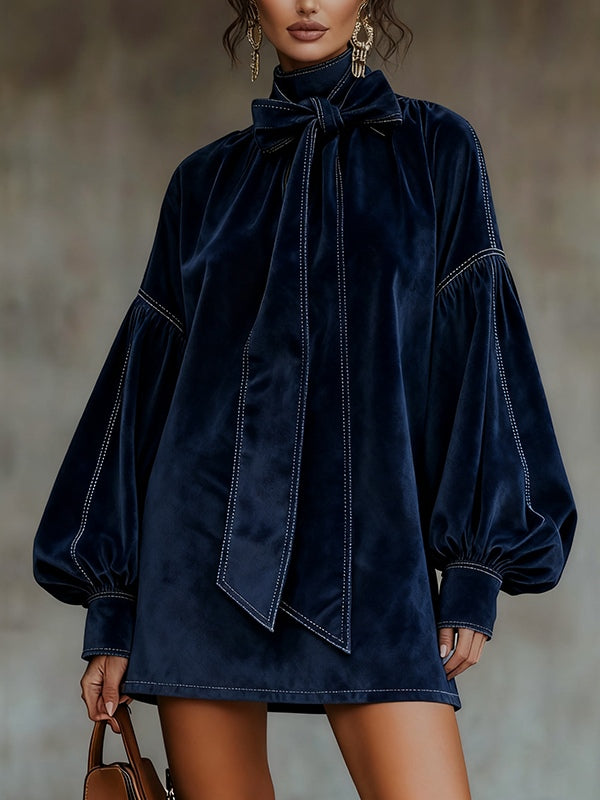 Tiphaine | Minivestido de terciopelo con lazo
