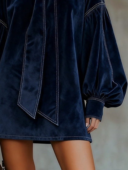 Tiphaine | Minivestido de terciopelo con lazo