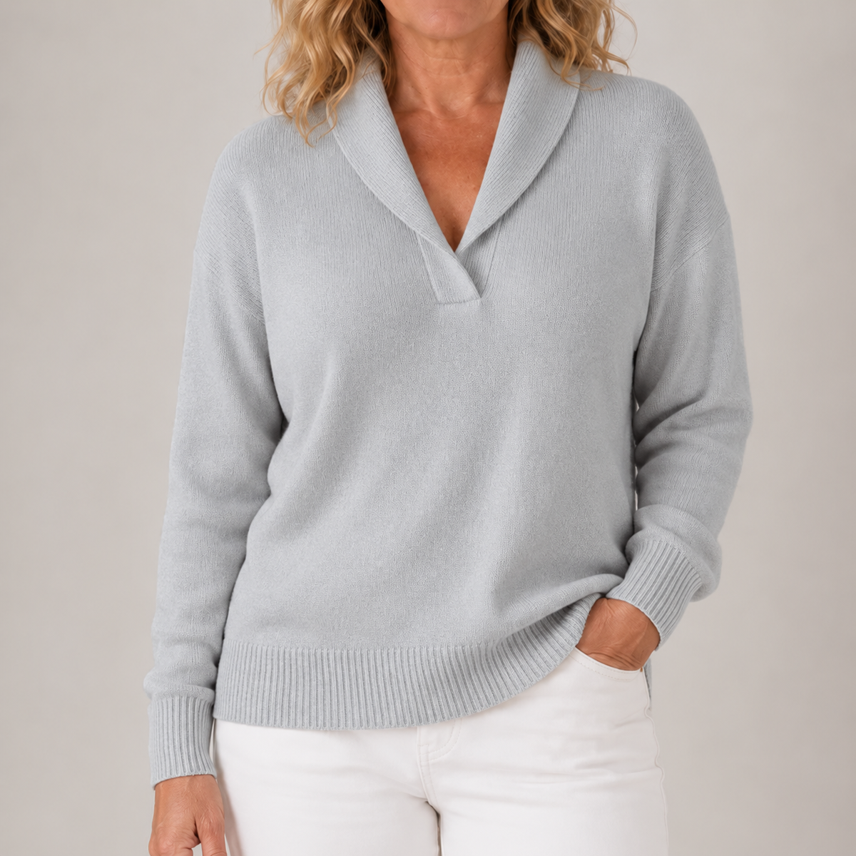 Isabel | Jersey Elegante de Punto con Cuello Solapa