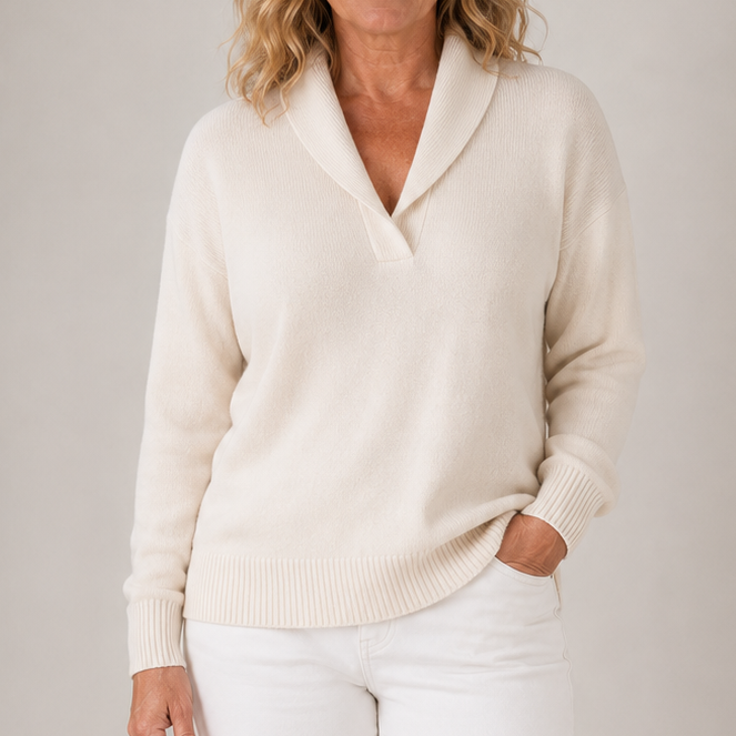 Isabel | Jersey Elegante de Punto con Cuello Solapa