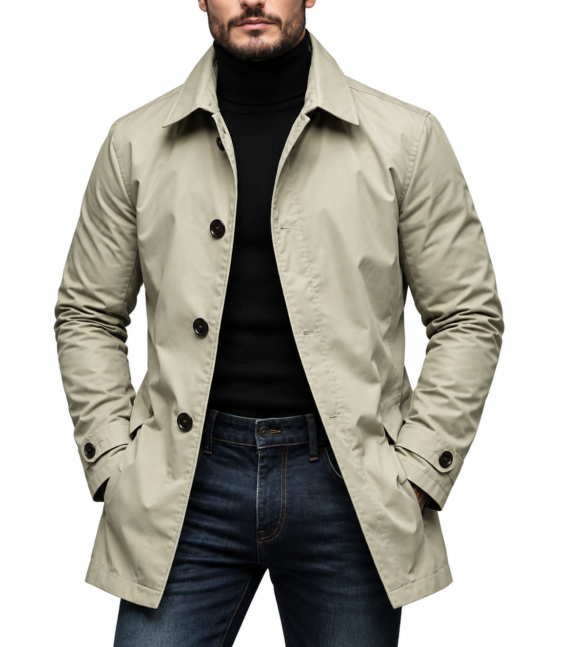 ⏰ Último día de rebajas – 50 % DE DESCUENTO ✨ Gabardina impermeable de hombre de longitud media