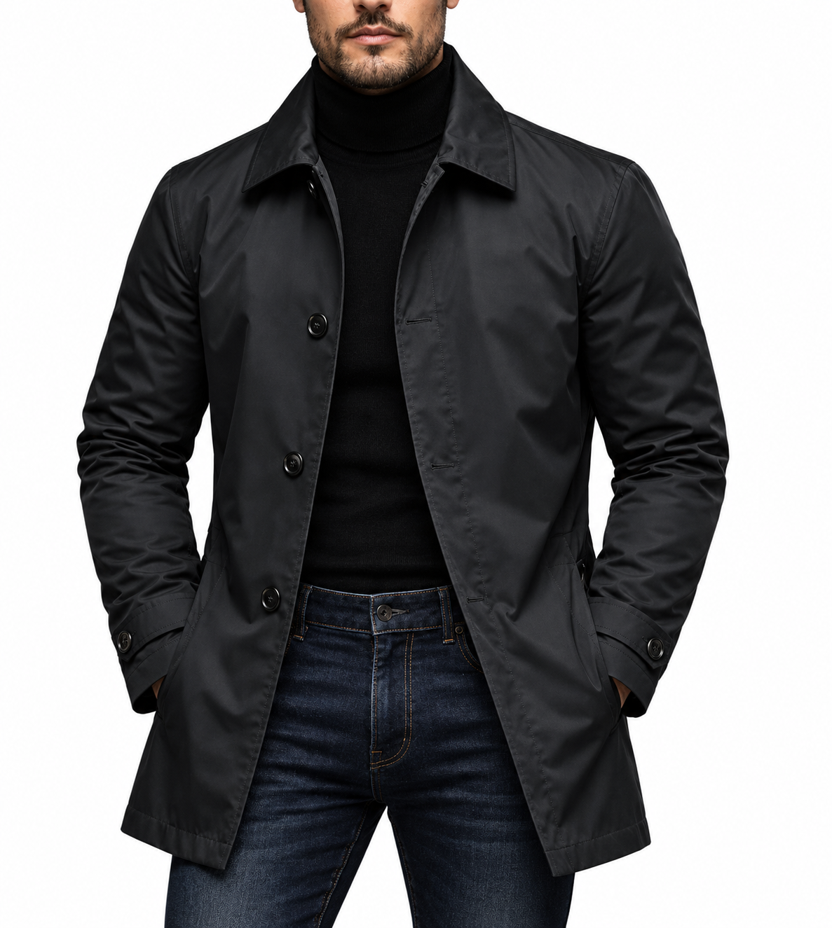 ⏰ Último día de rebajas – 50 % DE DESCUENTO ✨ Gabardina impermeable de hombre de longitud media