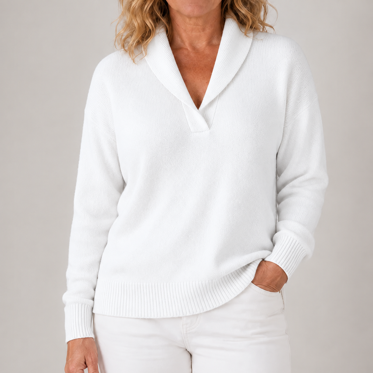 Isabel | Jersey Elegante de Punto con Cuello Solapa