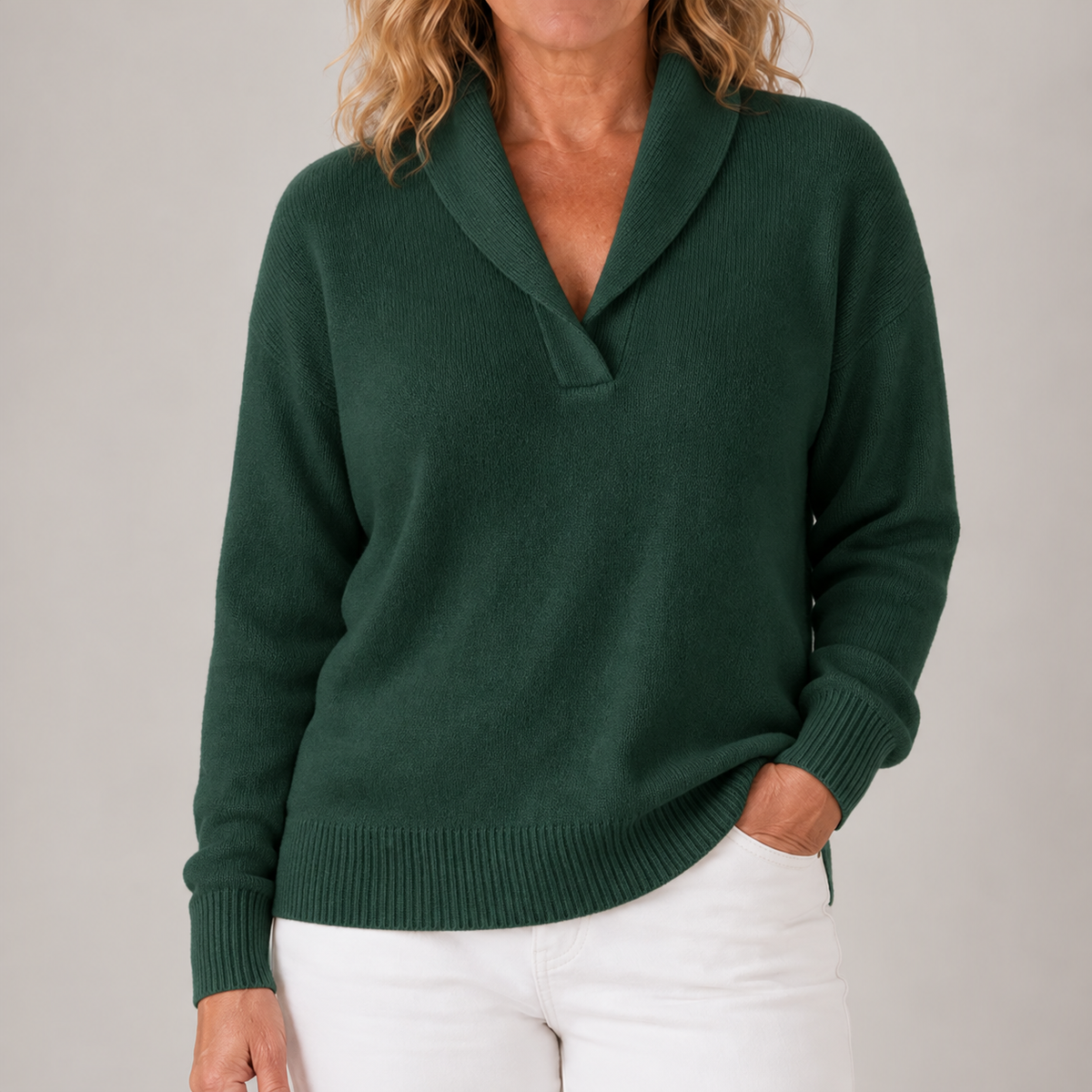 Isabel | Jersey Elegante de Punto con Cuello Solapa