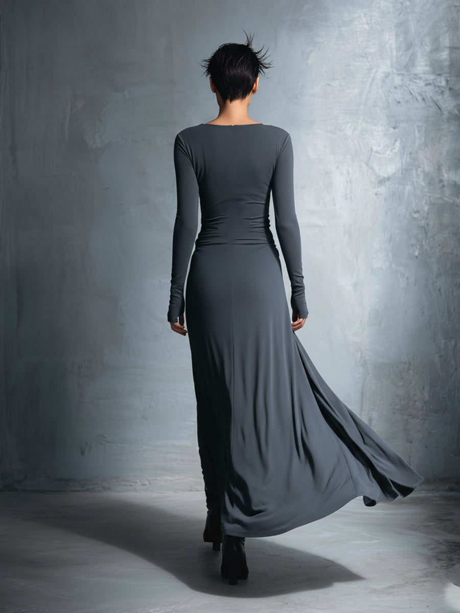 Naomie | Vestido largo con botones de seda