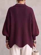 Isadora | Cárdigan Oversize con Cuello y Botones Metálicos Grandes